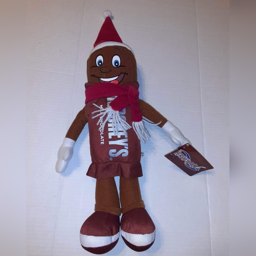 Hersheys Chocolate Bar Man Santa Hat Christmas Doll Stuffed Animal Plush Toy 15"